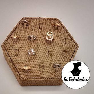 Exhibidor hexagonal para 14 anillos (tue-an-016)